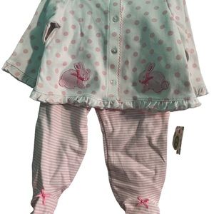 KIDS GIRLS LITTLE ME PINK BUNNY SUIT SET TAKE HOME OUTFIT 6M NEW 3PC SET W/ HAT